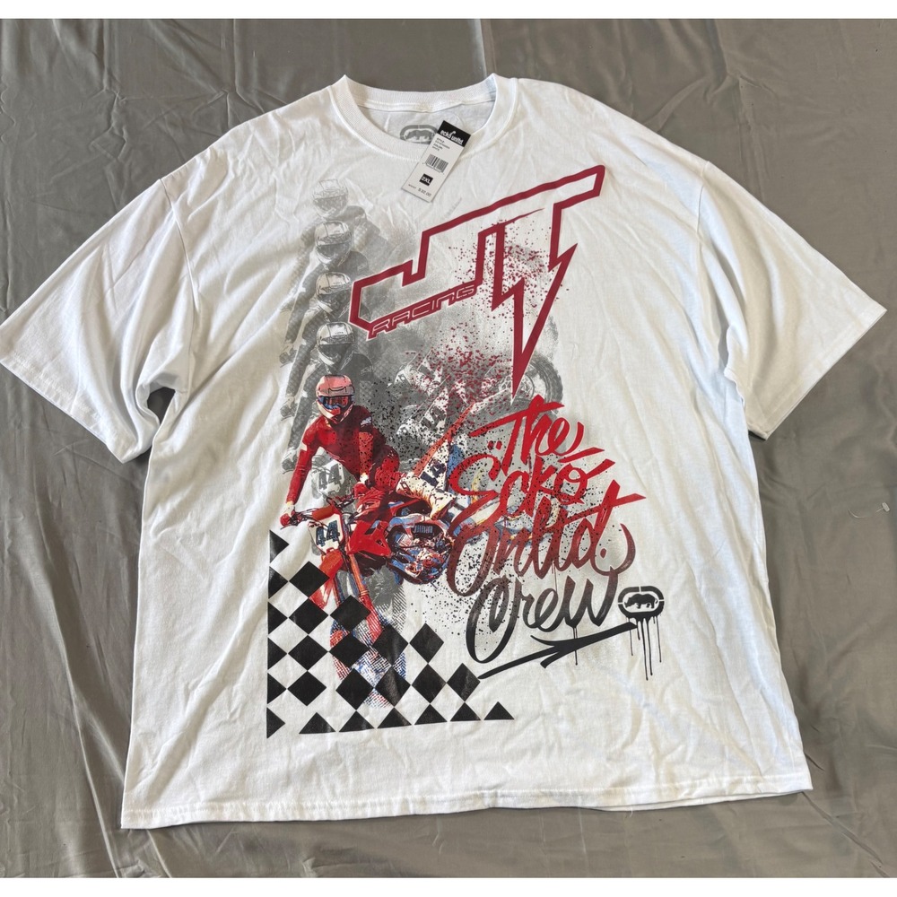 Ecko Unltd Mens Motocross Graphic T-Shirt White 2XL NWT EO16T669BM Racing Crew